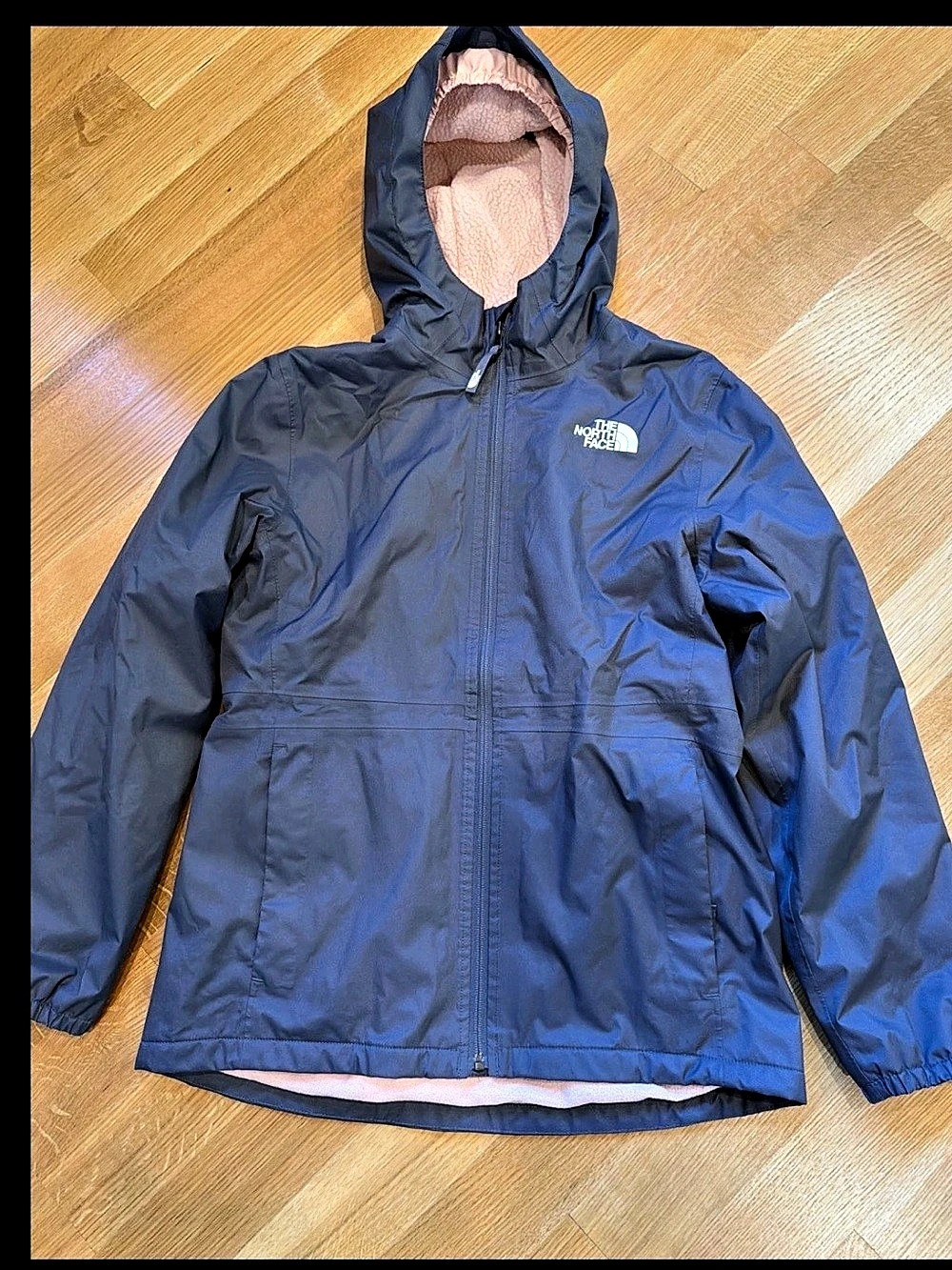 The North Face Girls XL/18 gray pink Hooded warm storm jacket